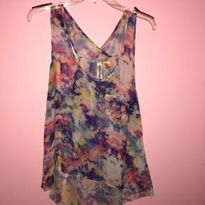 Sheer colorful high low top